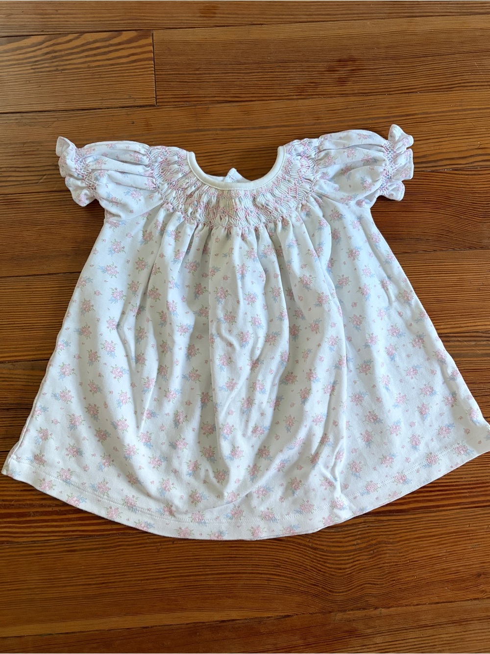 Baby Loren Girls Dress with Pink Floral Smocking